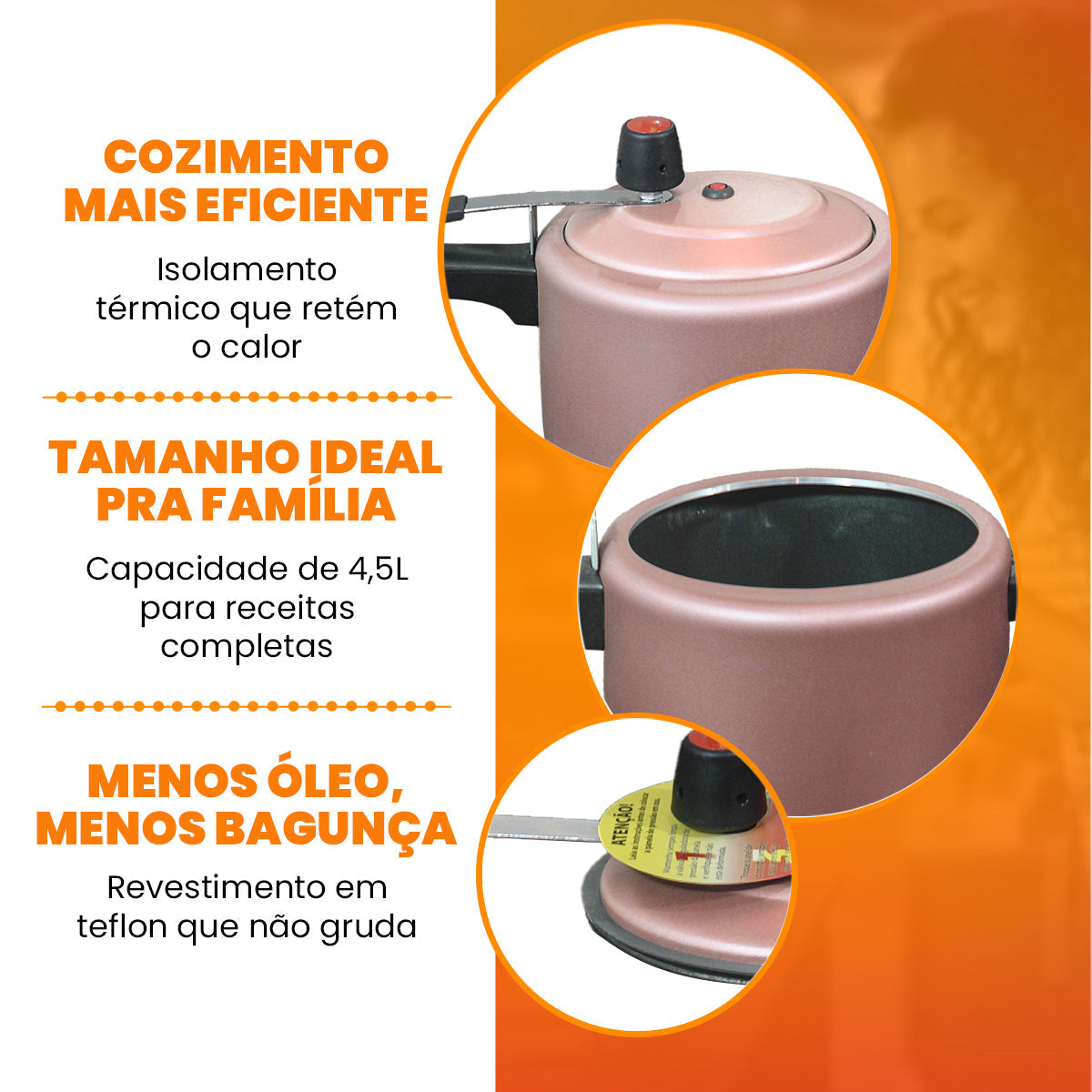 Panela De Pressão 4,5 Litros Revestimento Antiaderente